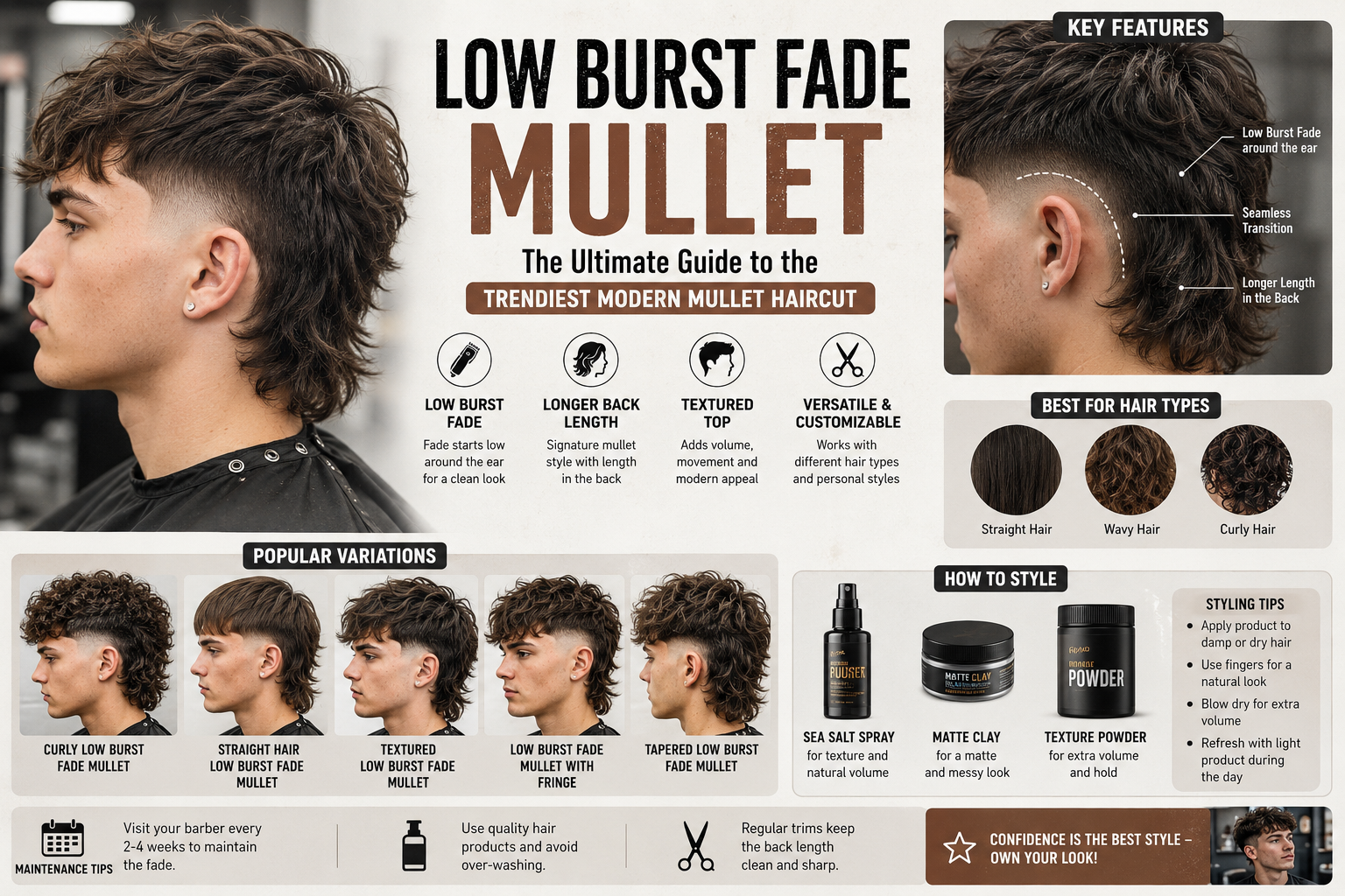 Low Burst Fade Mullet